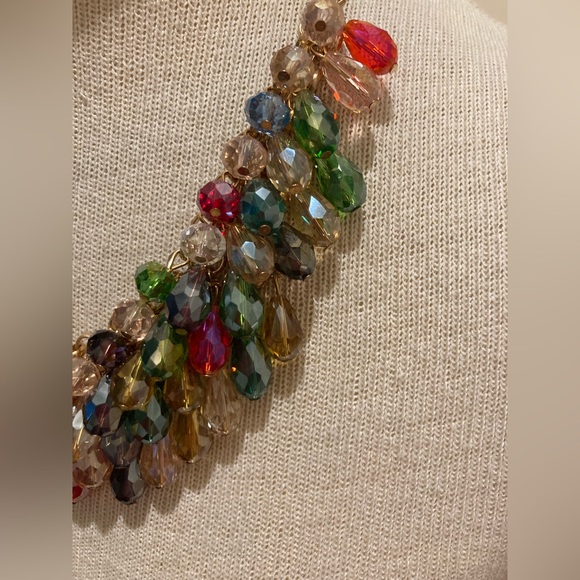 Briolette & round crystal multi color necklace - Picture 5 of 11
